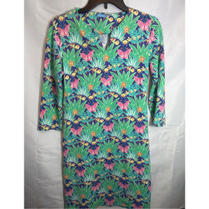 J. McLaughlin Hawaiian Print Tropical Straight Shift Dress Size S Resort Wear
